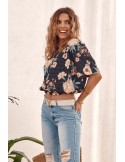 Oversize floral blouse, black, MP29583 - Online store - Boutique